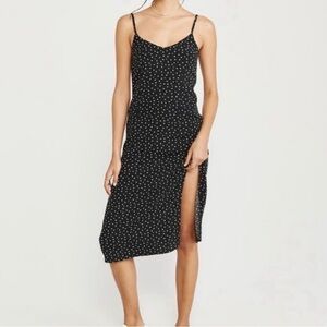 Abercrombie & Fitch black polka dot midi dress